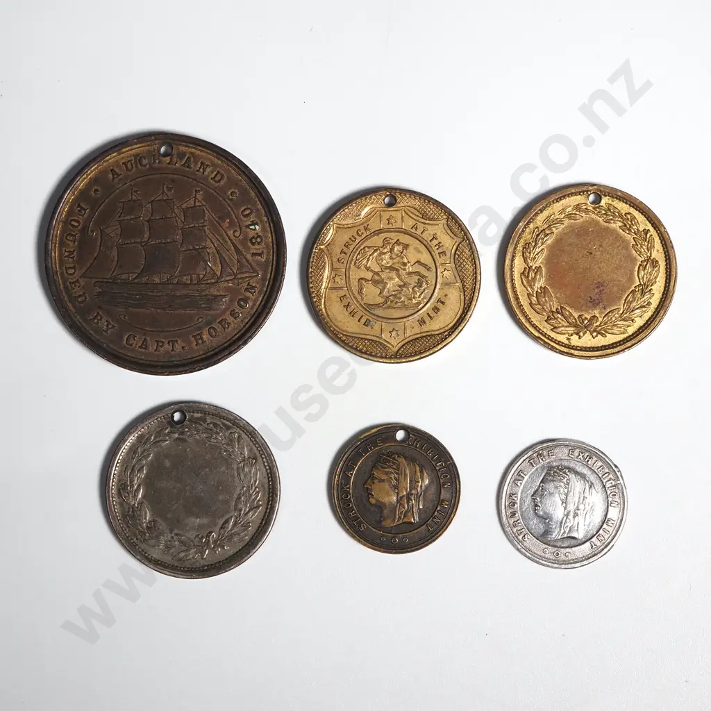 Six Auckland Industrial & Mining Exhibition Medals 1898-99 Image 1++