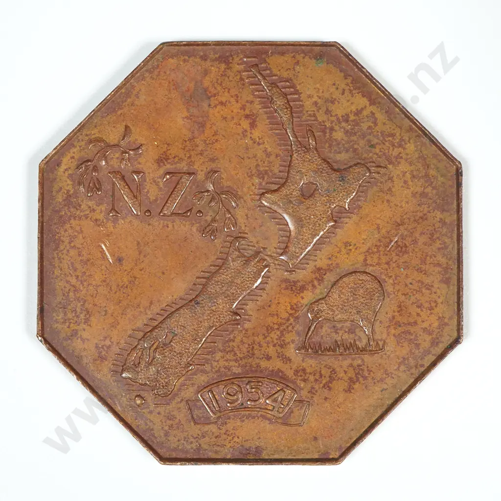 1954 Royal Visit Copper Gilt Carisbrook Sports Medalet :MacMaster 1954/1 Image 1++