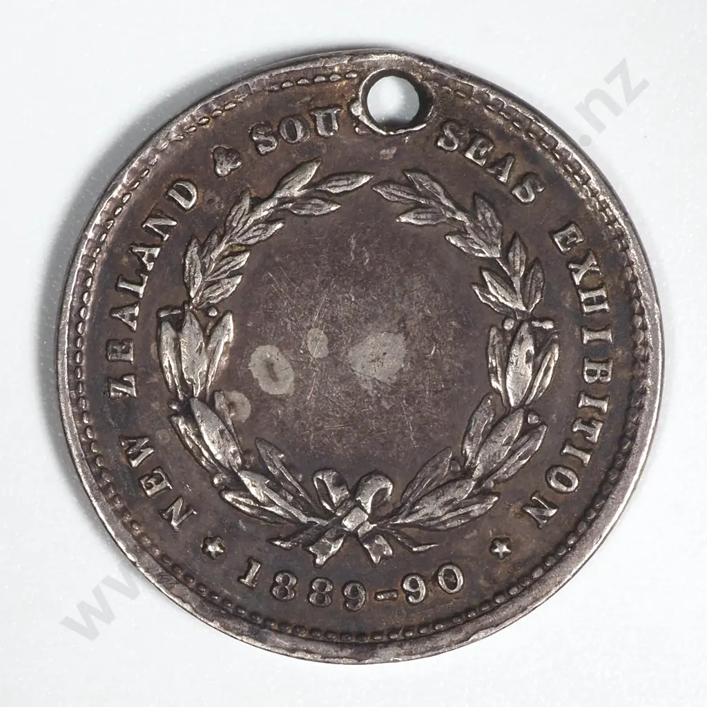 1889-90 South Seas Exhibition Medalet in Silver: Morel 1889-90/6 (Holed) Image 1++