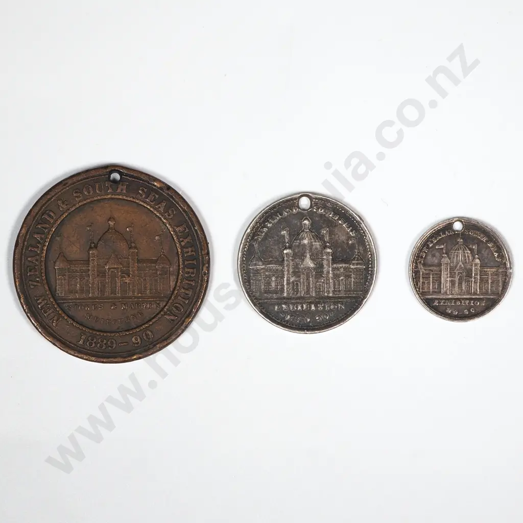Three 1889-90 South Seas Exhibition Medalets: Morel 1889-90/6 Image 1++