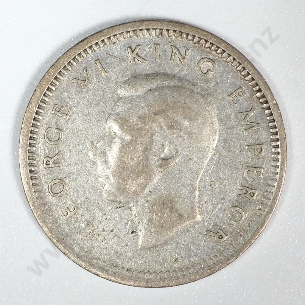 Error Coin: 1946 New Zealand George VI Threepence w Split Planchet Image 1++