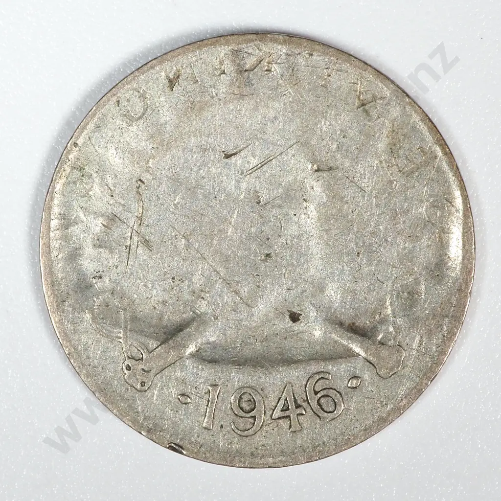 Error Coin: 1946 New Zealand George VI Threepence w Split Planchet Image 1++