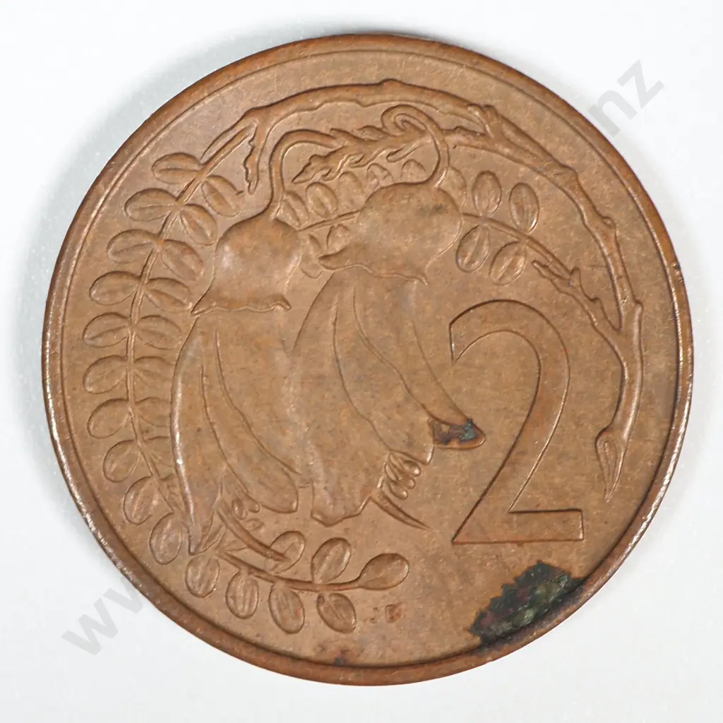 Error Coin: 1967 New Zealand Elizabeth II Two Cent w Extra Metal on Obverse Image 1++