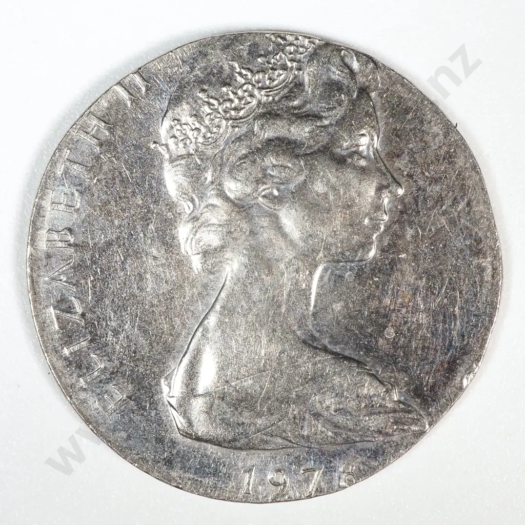 Error Coin: 1978 New Zealand Elizabeth II Ten Cent on Wrong Size Planchet & Off Centre - Weighs 2.85 Grams Image 1++
