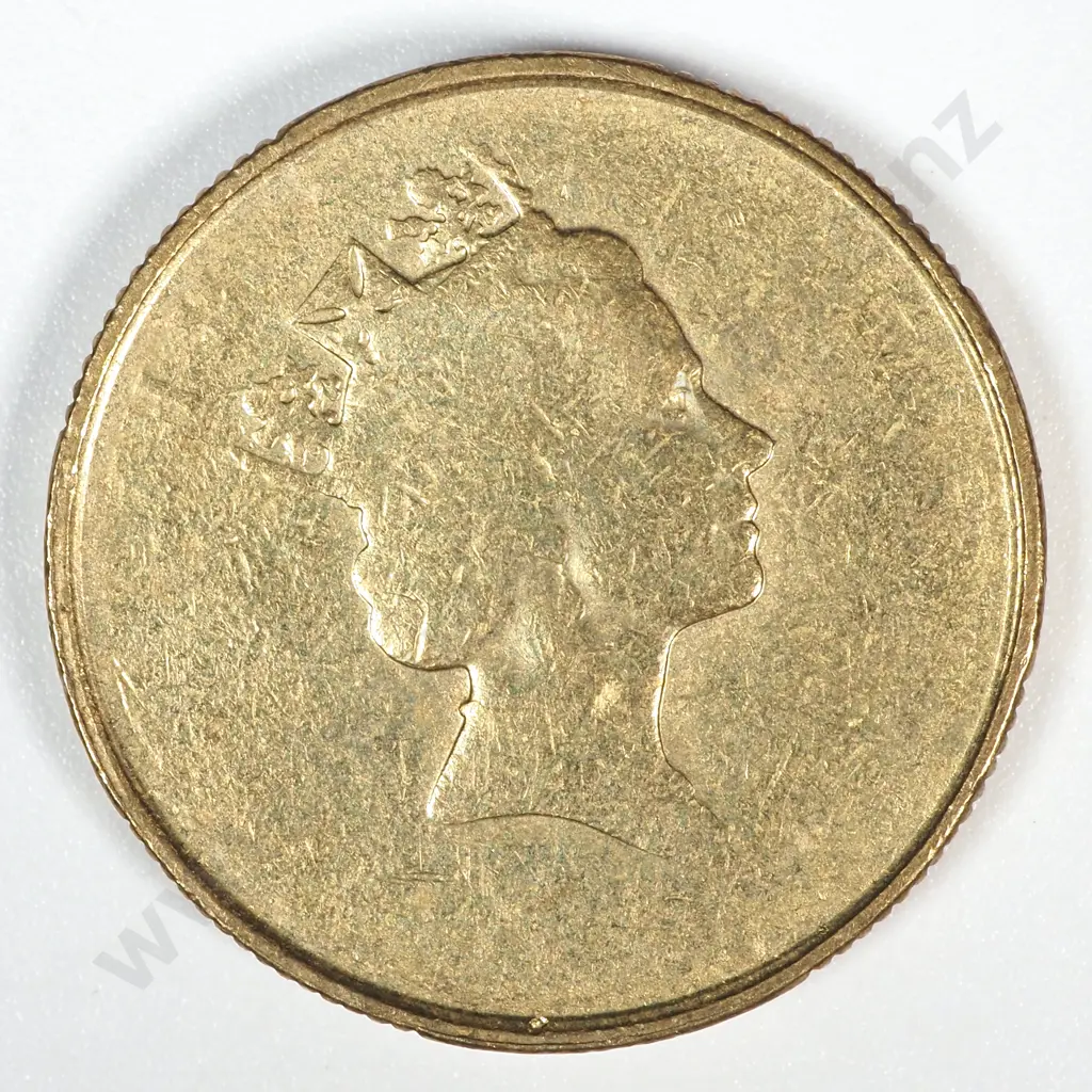 Error Coin: New Zealand Elizabeth II One Dollar w Filled Die Image 1++