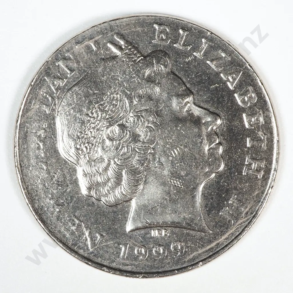 Error Coin: 1999 New Zealand Elizabeth II Two Dollar Struck on Wrong Planchet - Plus weakly Struck Obverse - 7 Grams Image 1++