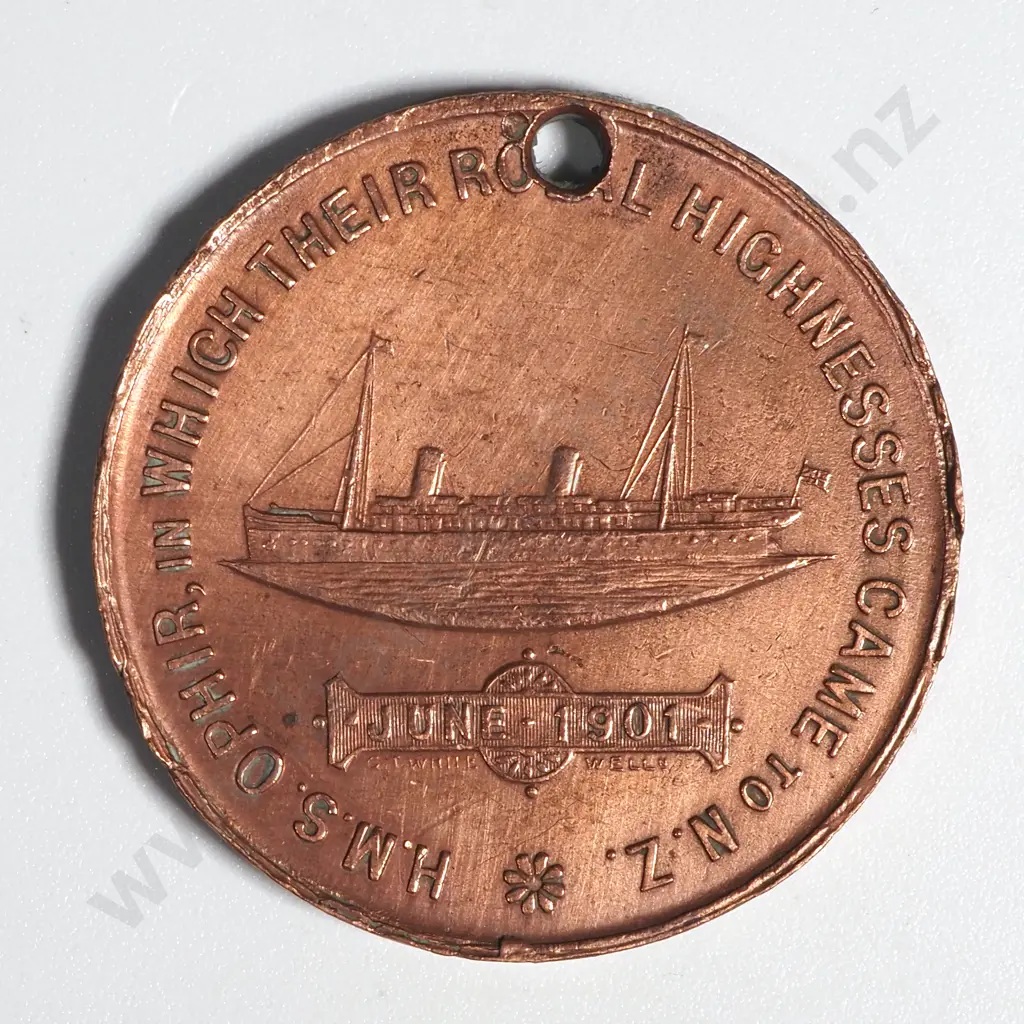 50 1901 Duke & Duchess of Cornwall & York New Zealand Unsorted Commemorative Copper Medalets Image 1++