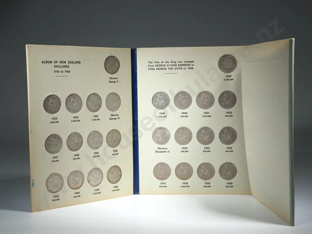John Bertrand New Zealand Shillings Album in Excellent Condition: Includes 1942 Broken Back / 1958 Broken Back Image 1++