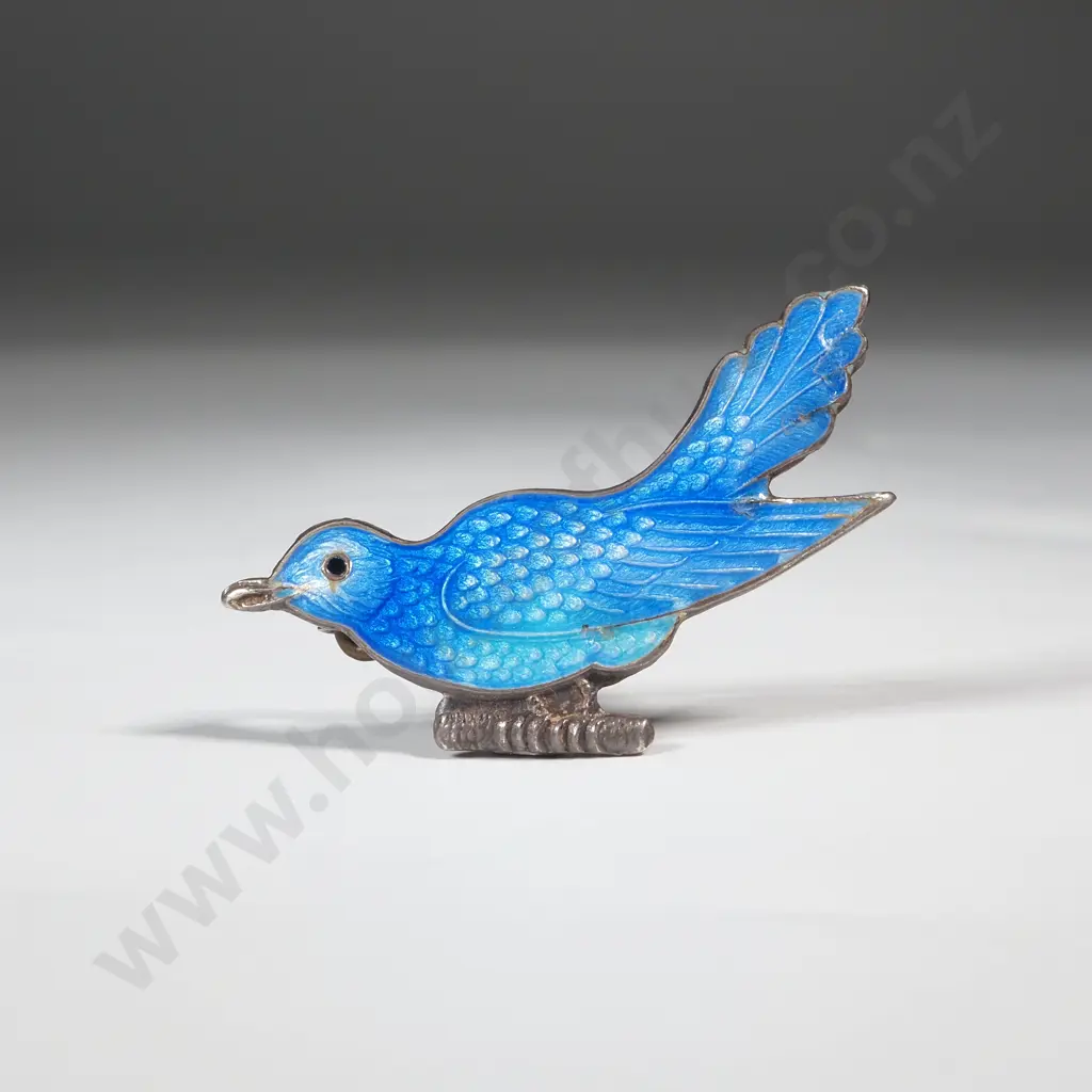 Sterling Silver & Enamel Bird Brooch Image 1++