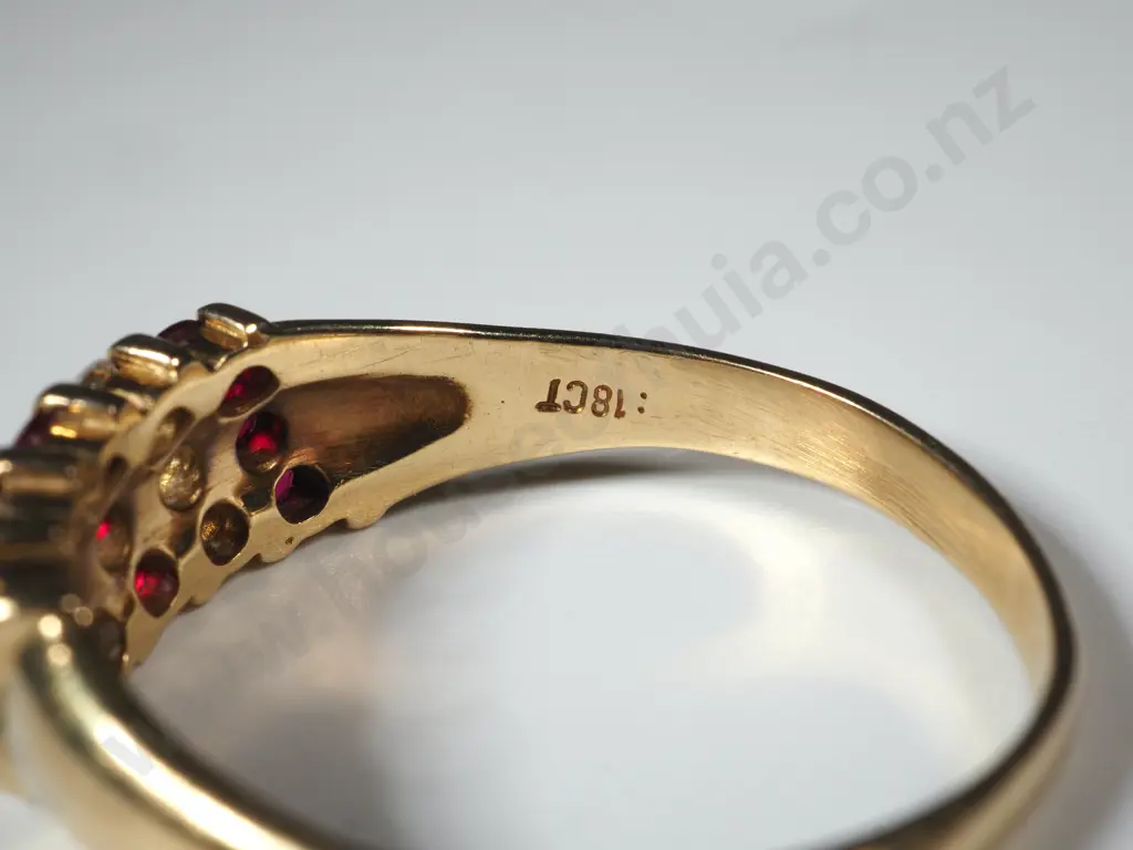18ct Yellow Gold Channel Set Ruby & Diamond Ring Valued at $4,700 Image 1++