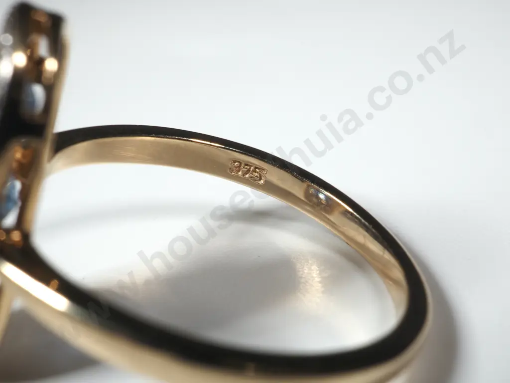 9ct Gold Diamond Three Sapphire & Diamond Ring Image 1++