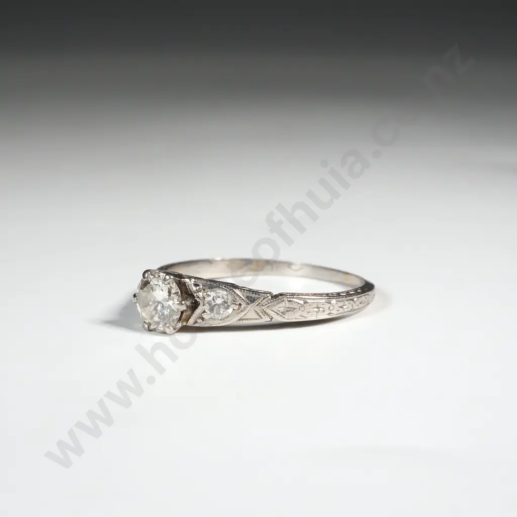 Antique Platinum Diamond Solitaire Ring Image 1++