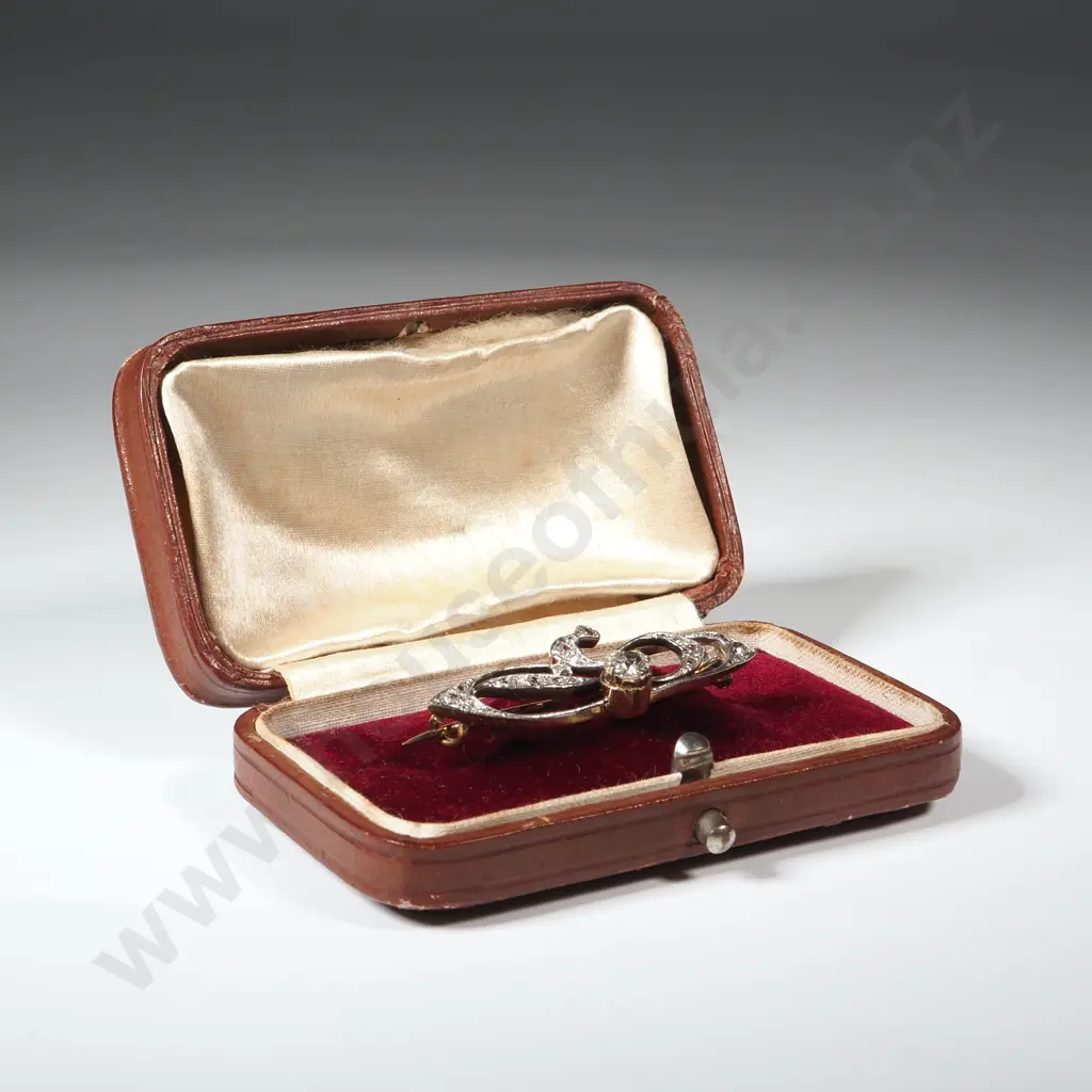 Exceptional Art Nouveau Diamond 15ct Yellow Gold & Platinum Brooch Image 1++