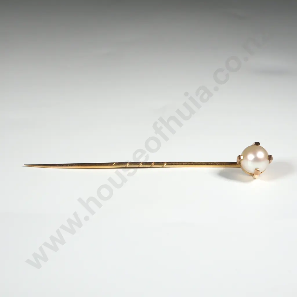 9ct Gold Pearl Stick Pin Image 1++