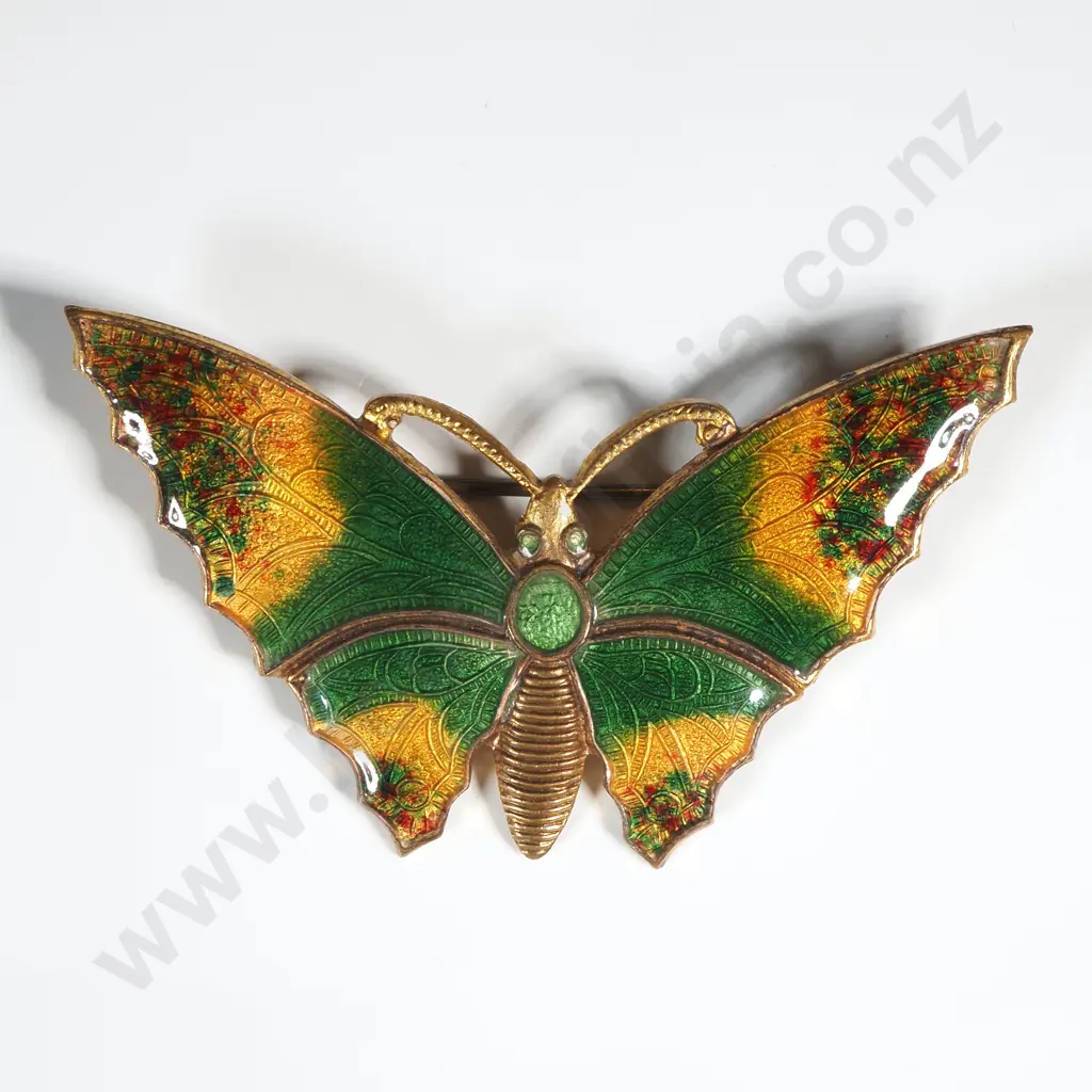 Vintage Enamel & Gold Tone Butterfly Brooch Image 1++