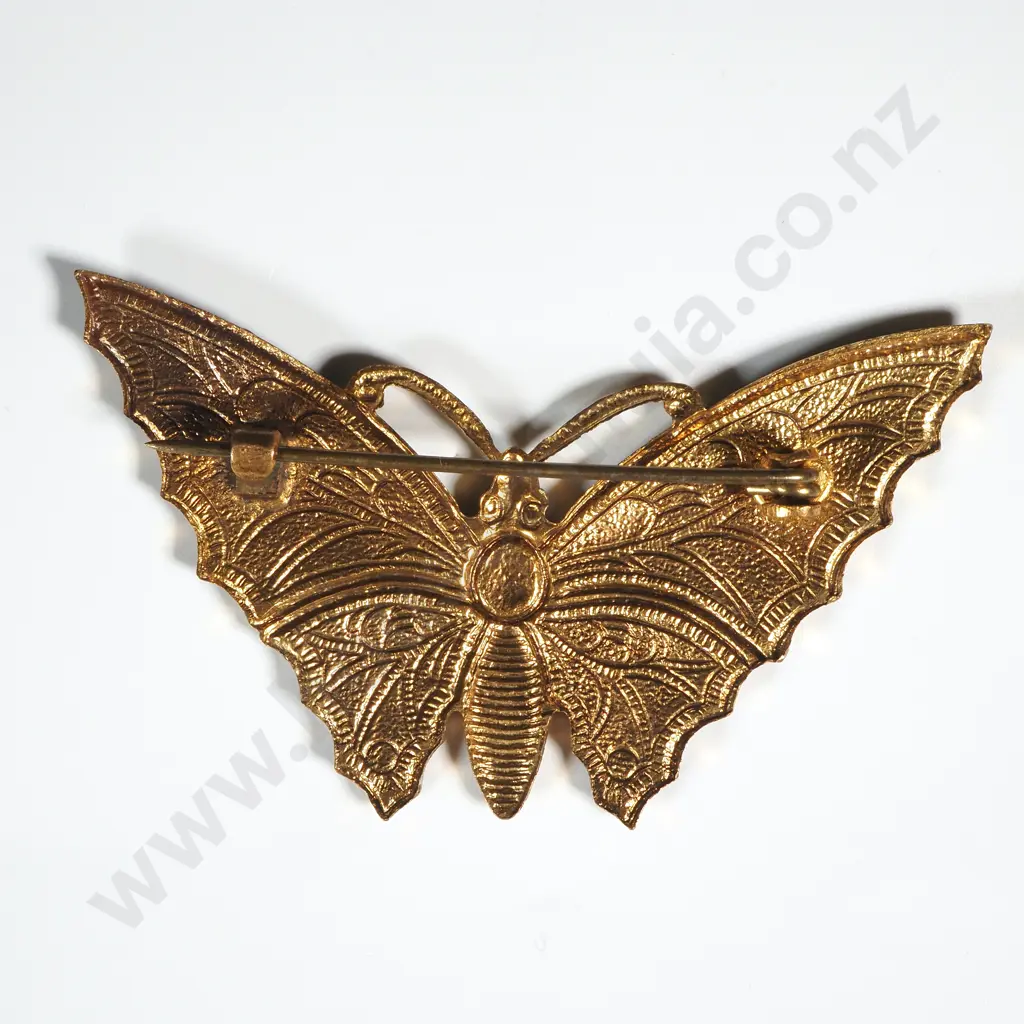 Vintage Enamel & Gold Tone Butterfly Brooch Image 1++
