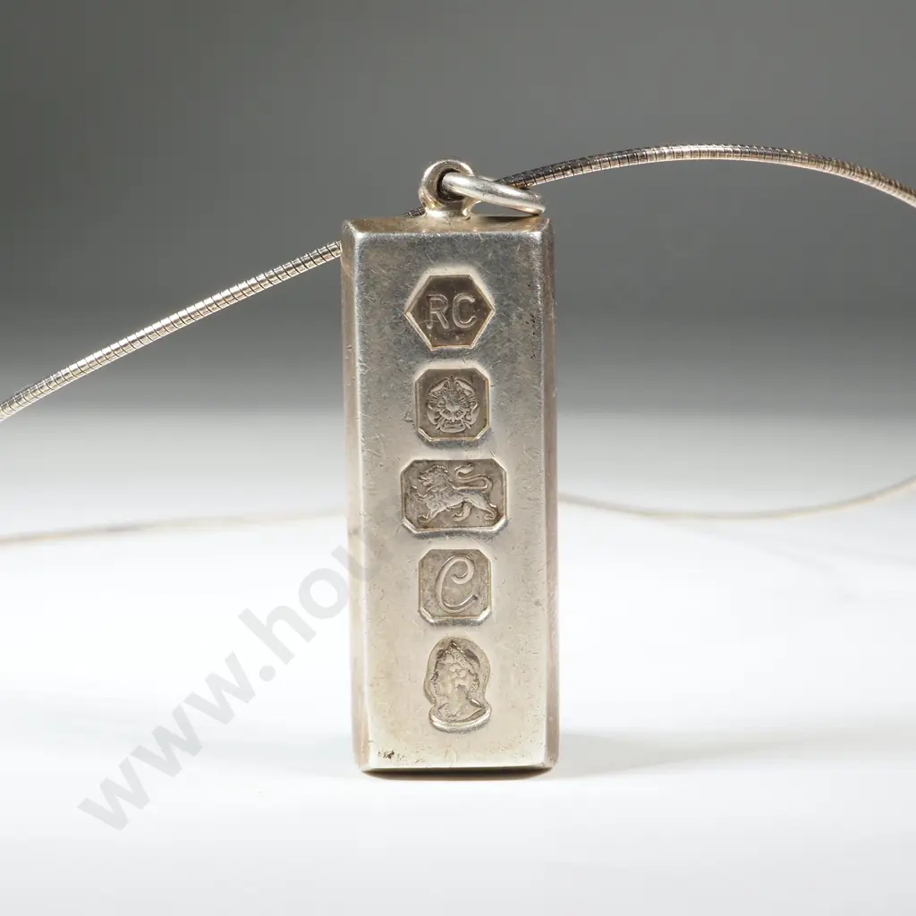 Sterling Silver Ingot on Sterling Silver Chain Image 1++