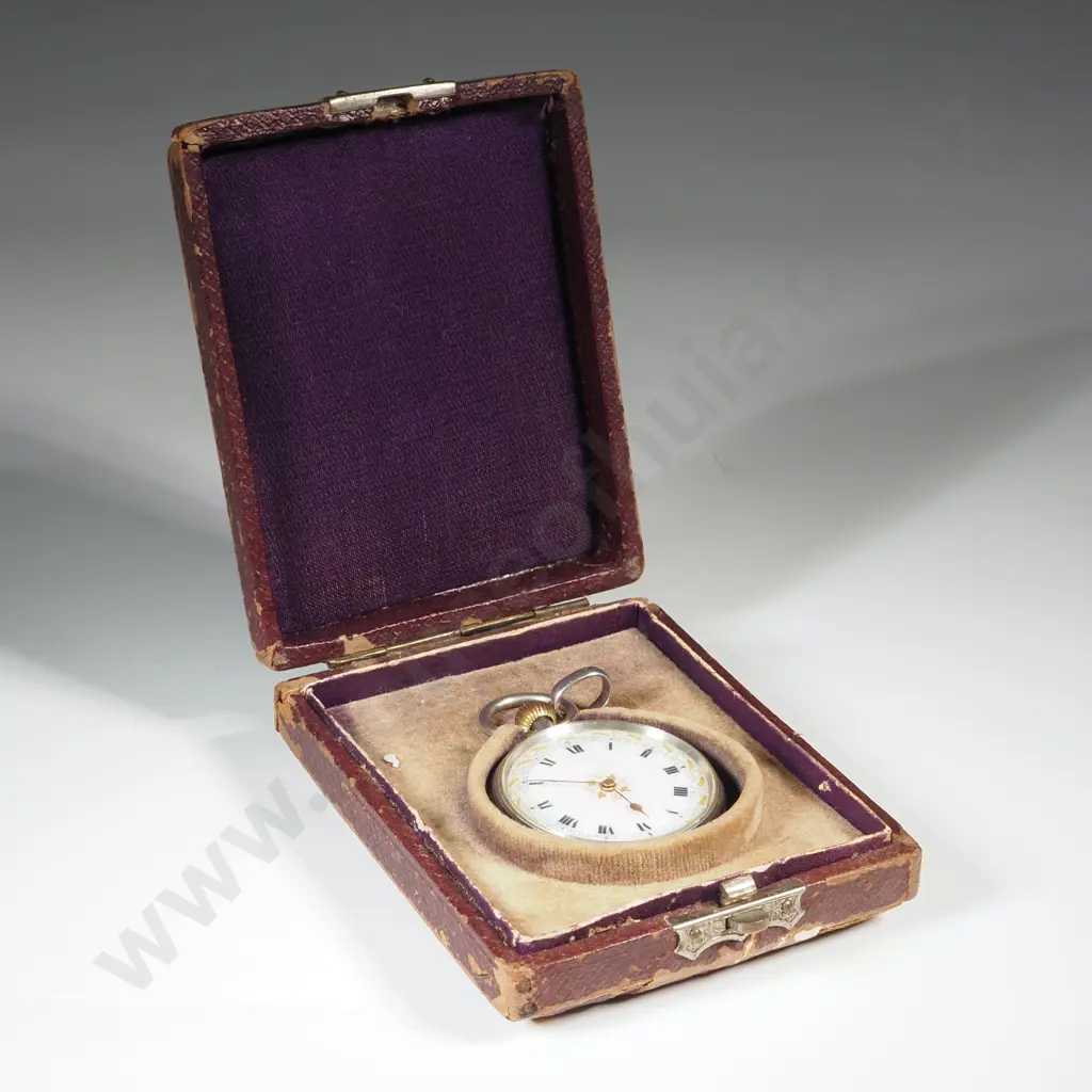 Antique Cased Sterling Silver Ornately Engraved Ladies Pocket Watch Image 1++