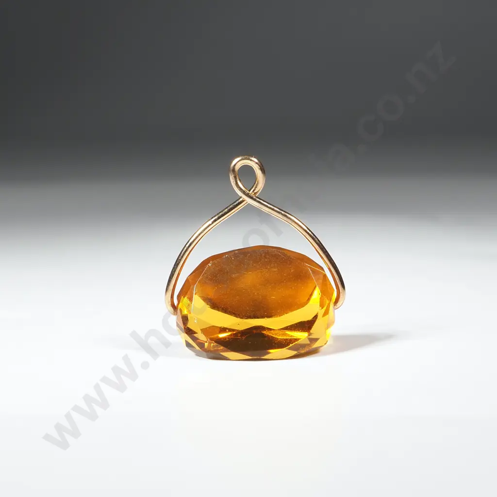 9ct Gold Citrine Spinning Fob Image 1++