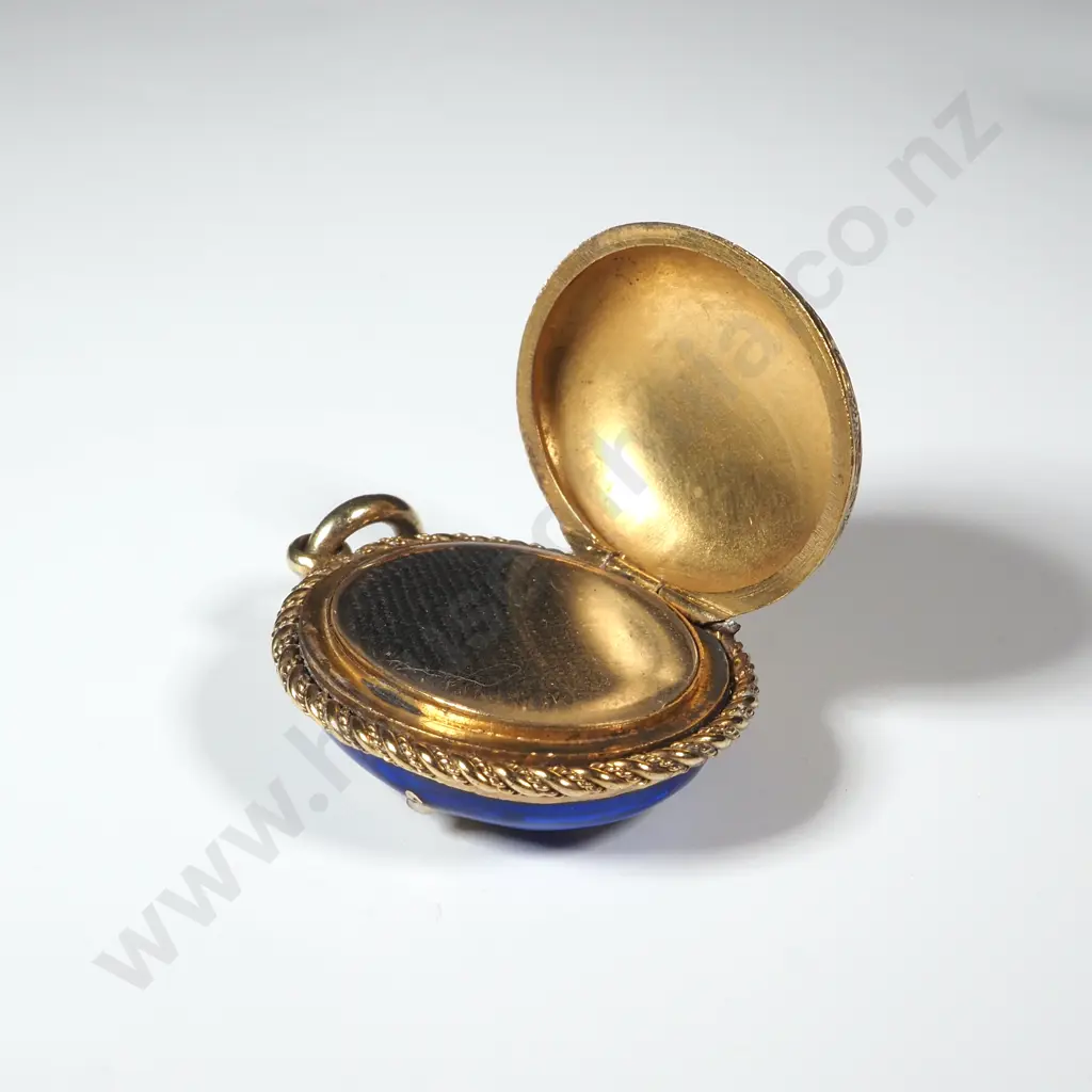 Antique 18ct Gold Enamel & Diamond Pendant Image 1++