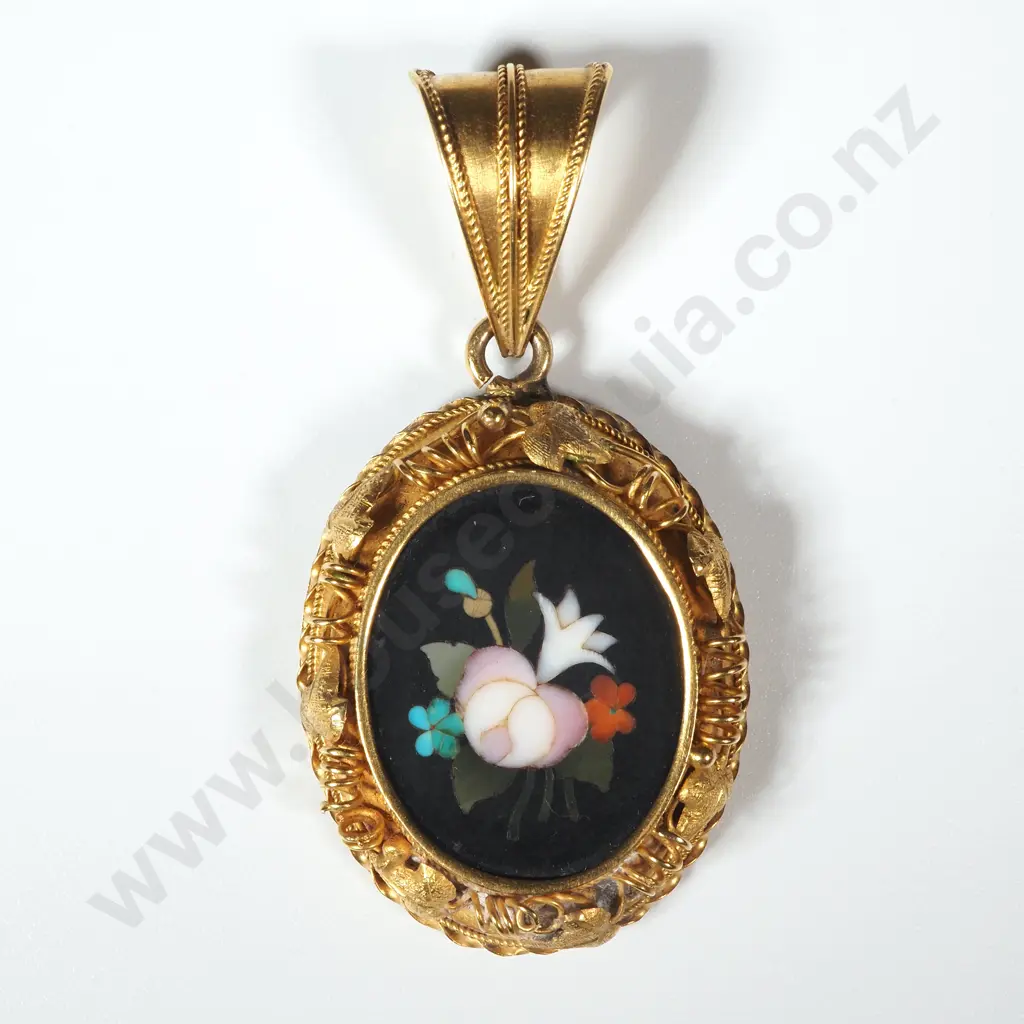 Antique 18ct Gold Pietra Jura Locket Brooch Image 1++