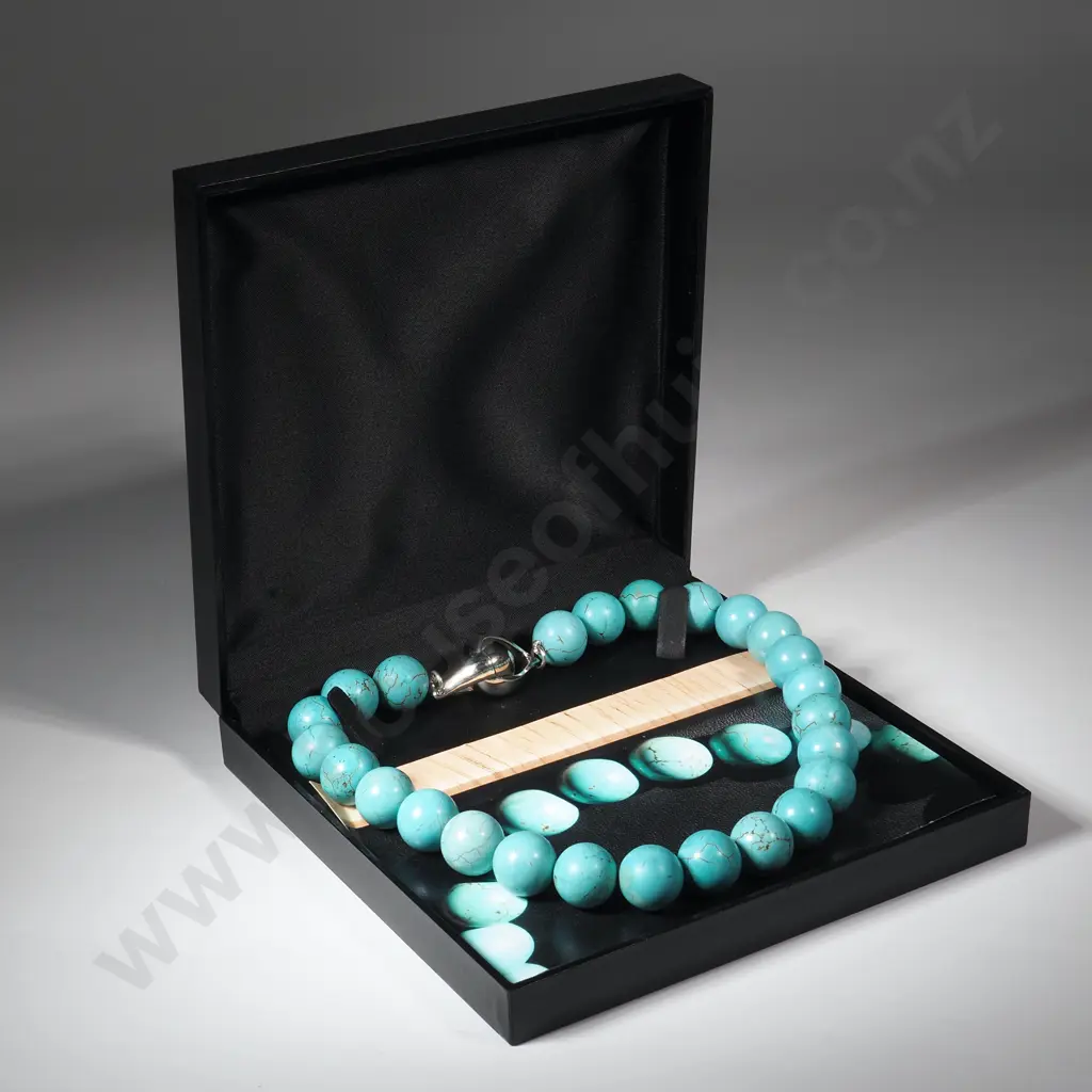 Sterling Silver Turquoise Beaded Necklace Valued at $1,100 Image 1++