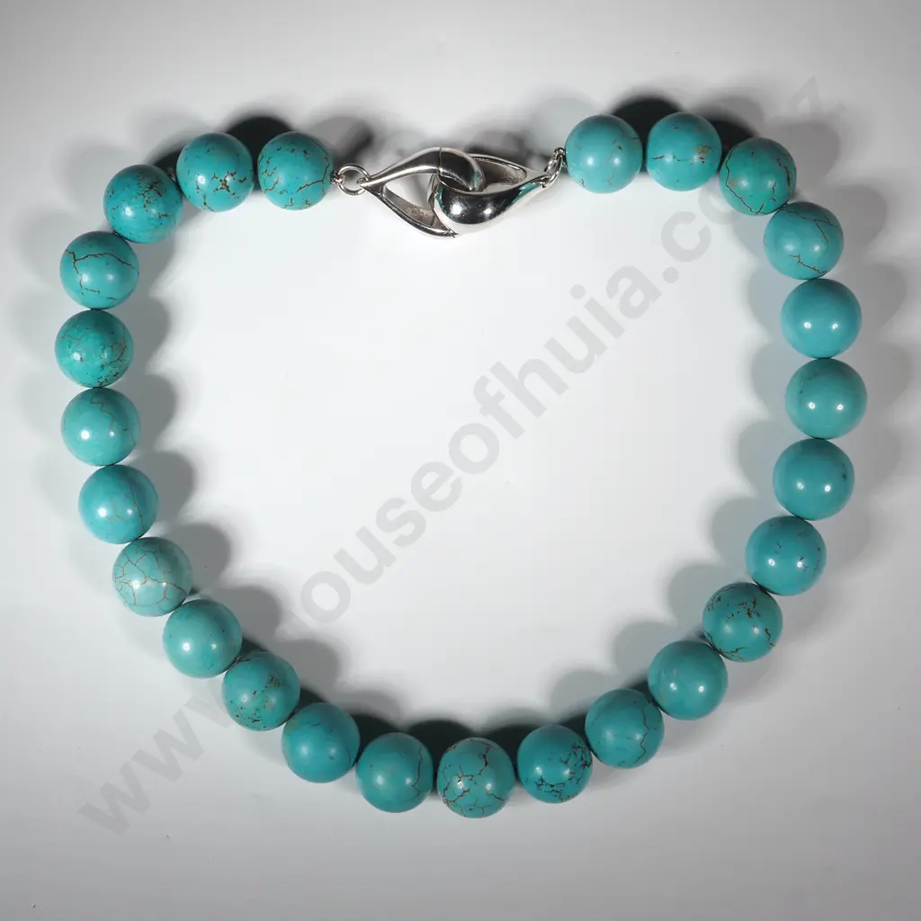 Sterling Silver Turquoise Beaded Necklace Valued at $1,100 Image 1++
