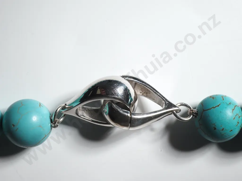 Sterling Silver Turquoise Beaded Necklace Valued at $1,100 Image 1++