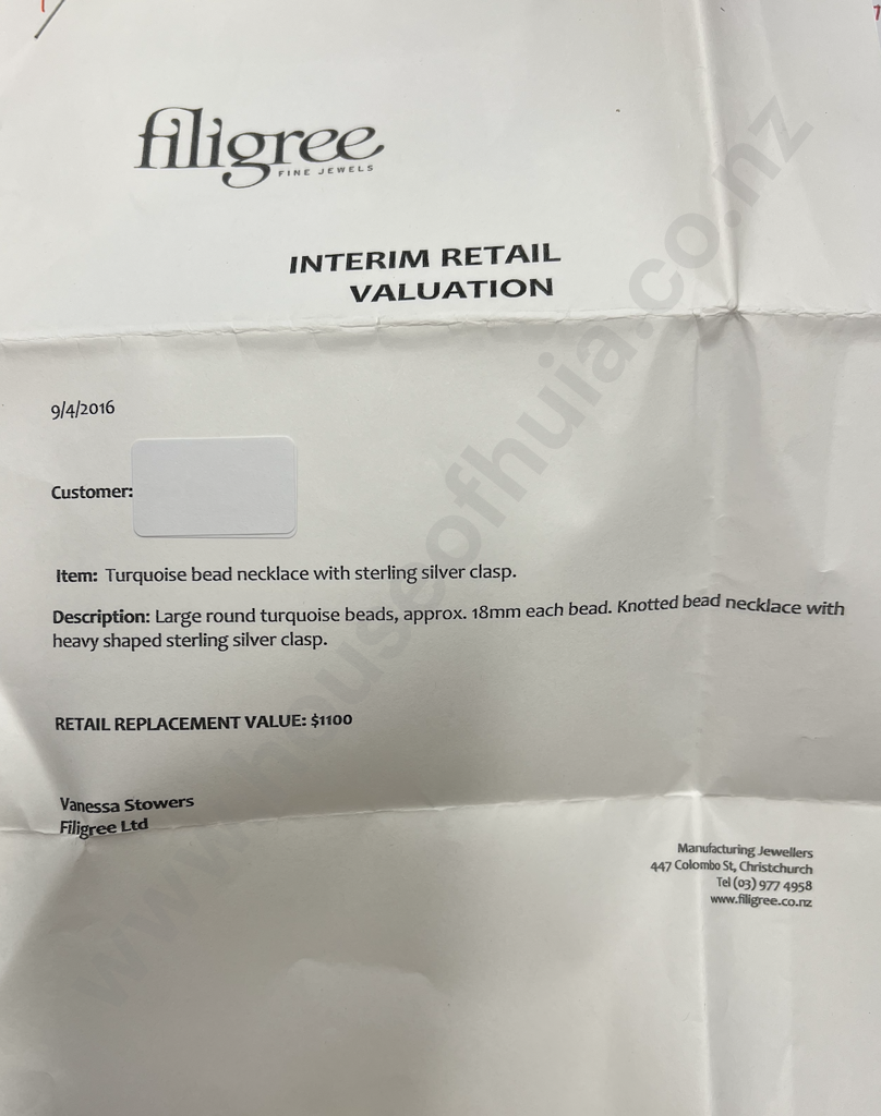 Sterling Silver Turquoise Beaded Necklace Valued at $1,100 Image 1++