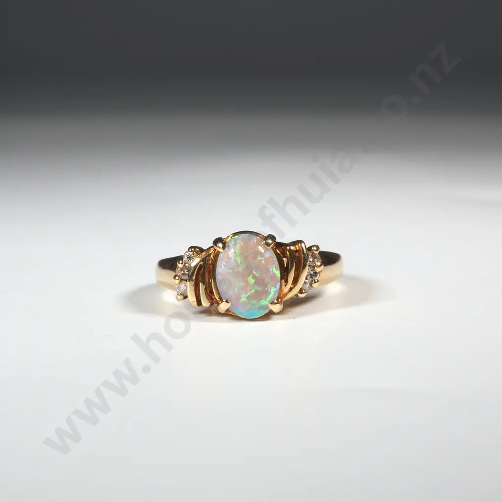 18ct Gold Opal & Diamond Dress Ring Valued at $3,050.00 Image 1++