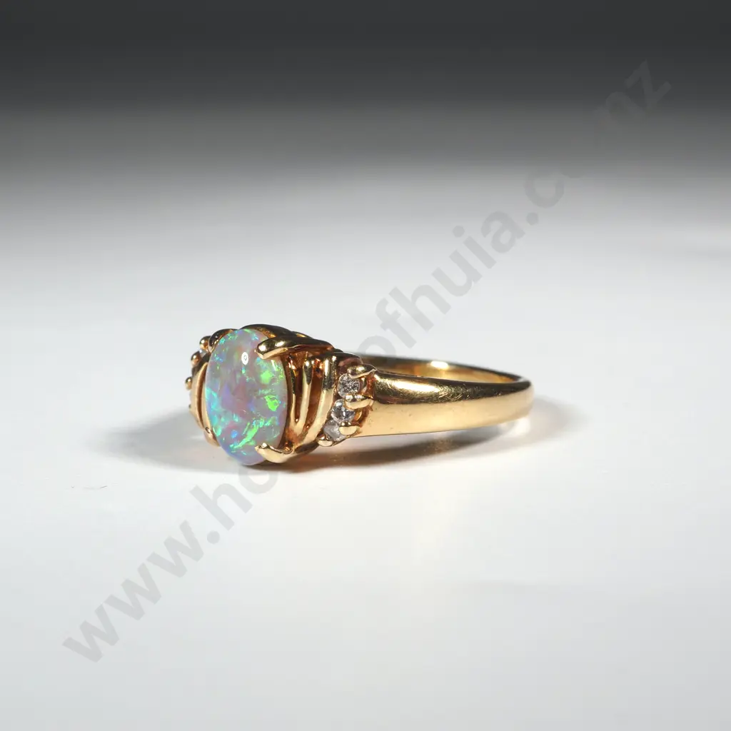 18ct Gold Opal & Diamond Dress Ring Valued at $3,050.00 Image 1++