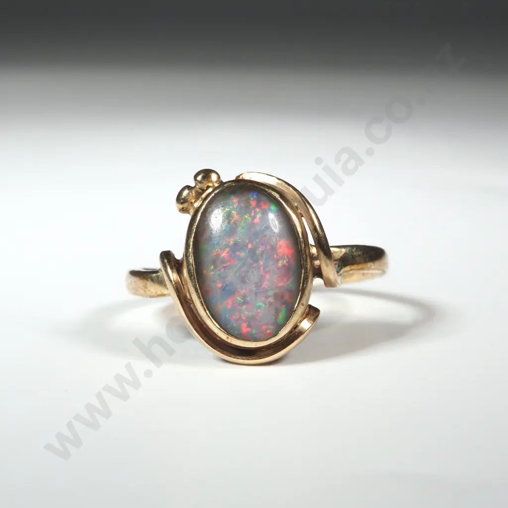 9ct Gold Opal Doublet Ring - Bezel Set Image 1++