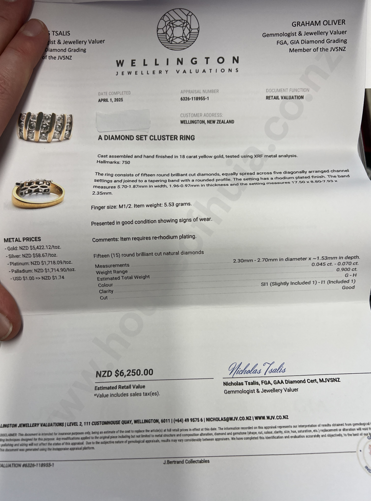 18ct Gold Channel Set Diamond Cluster Ring Valued at $6,250.00 Image 1++