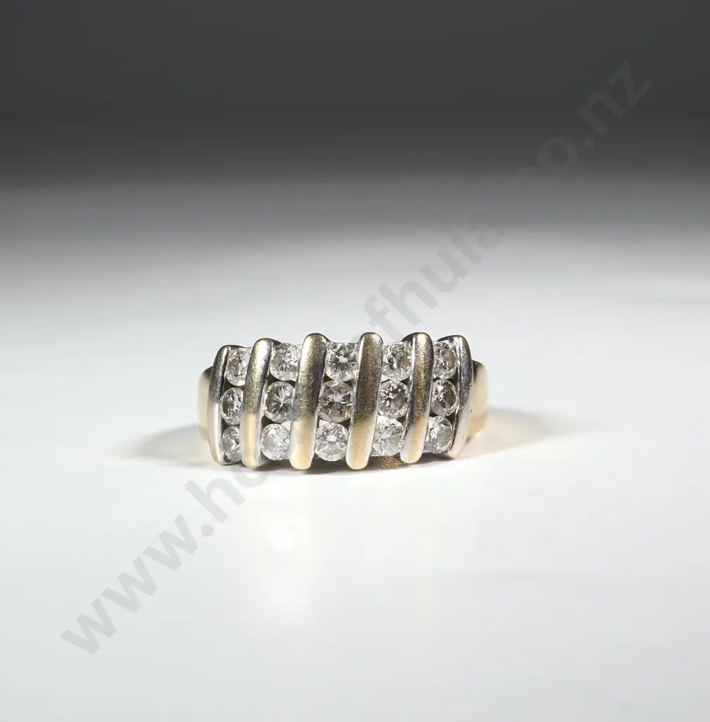 18ct Gold Channel Set Diamond Cluster Ring Valued at $6,250.00 Image 1++