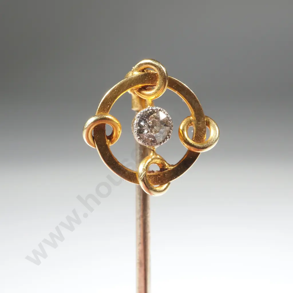 15ct Gold Stick pin w Diamond Image 1++