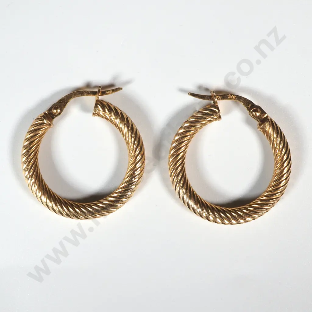 Pair of 9ct Gold Hoop Earrings Image 1++