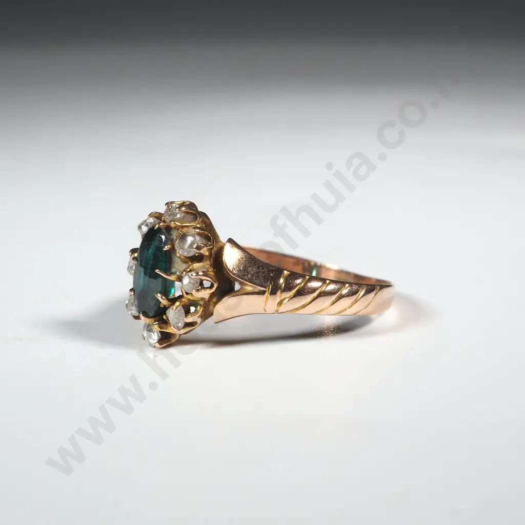 Antique 9ct Gold Diamond & Gem Set Ring Image 1++
