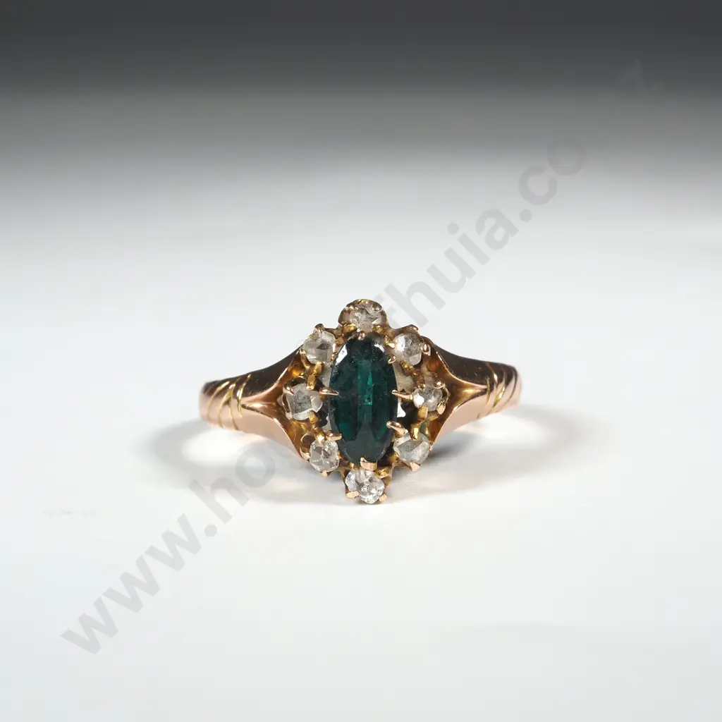 Antique 9ct Gold Diamond & Gem Set Ring Image 1++