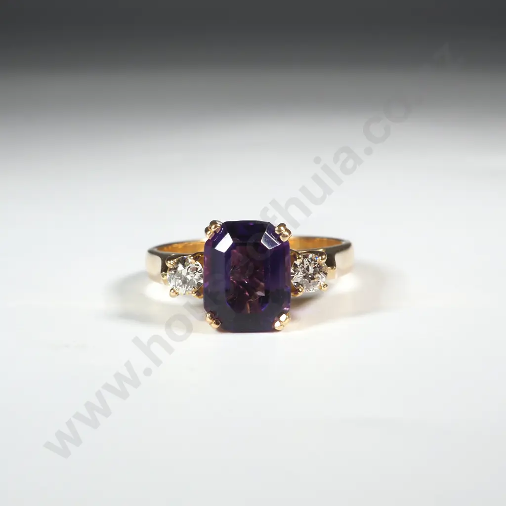 18ct Gold Amethyst & Diamond Ring Valued at $4590.00 Image 1++