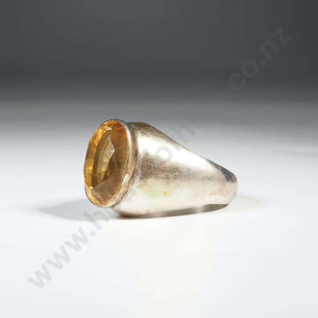 Sterling Silver Modernist Ring Set with A Citrine Image 1++