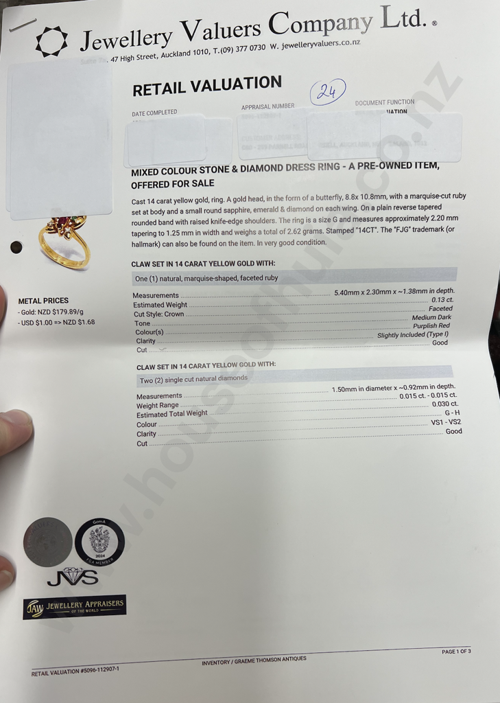 14ct Ring In The Form Of A Butterfly Set with Rubies, Sapphires, Emerald & Diamonds  Image 1++