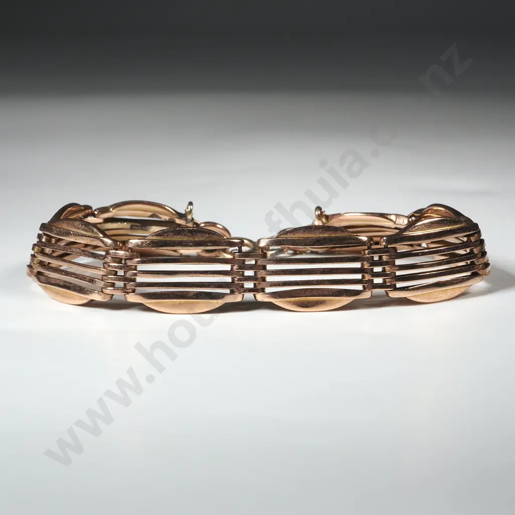 Vintage 9ct Rose Gold Gate Bracelet Image 1++