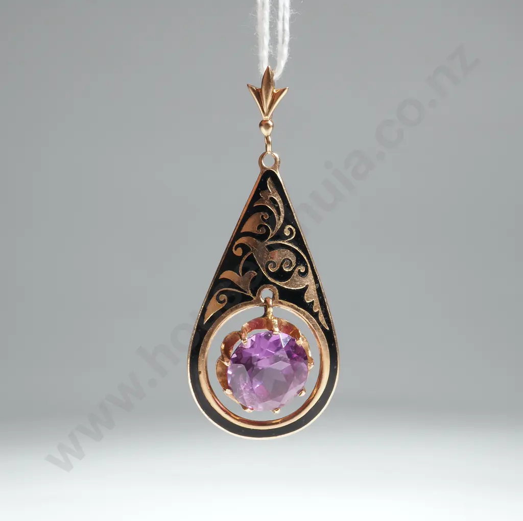 14ct Gold Enamelled & Gem Pendant Valued at $4,100.00 Image 1++