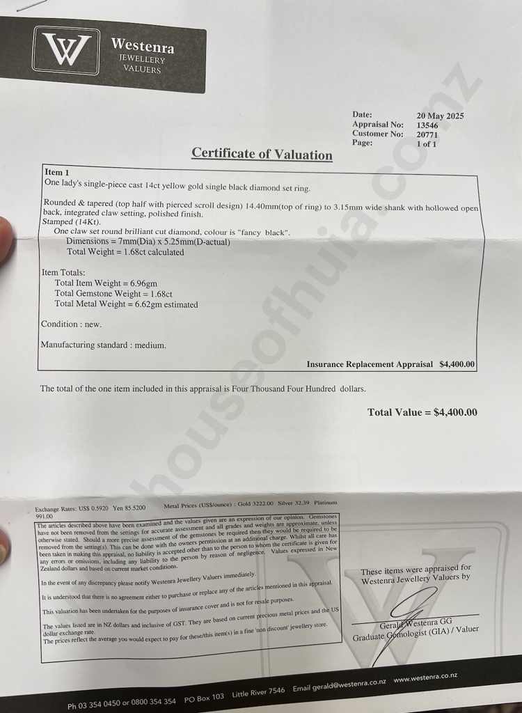 14ct Gold & Large Fancy Black Diamond Ring - 1.68 Carats Image 1++