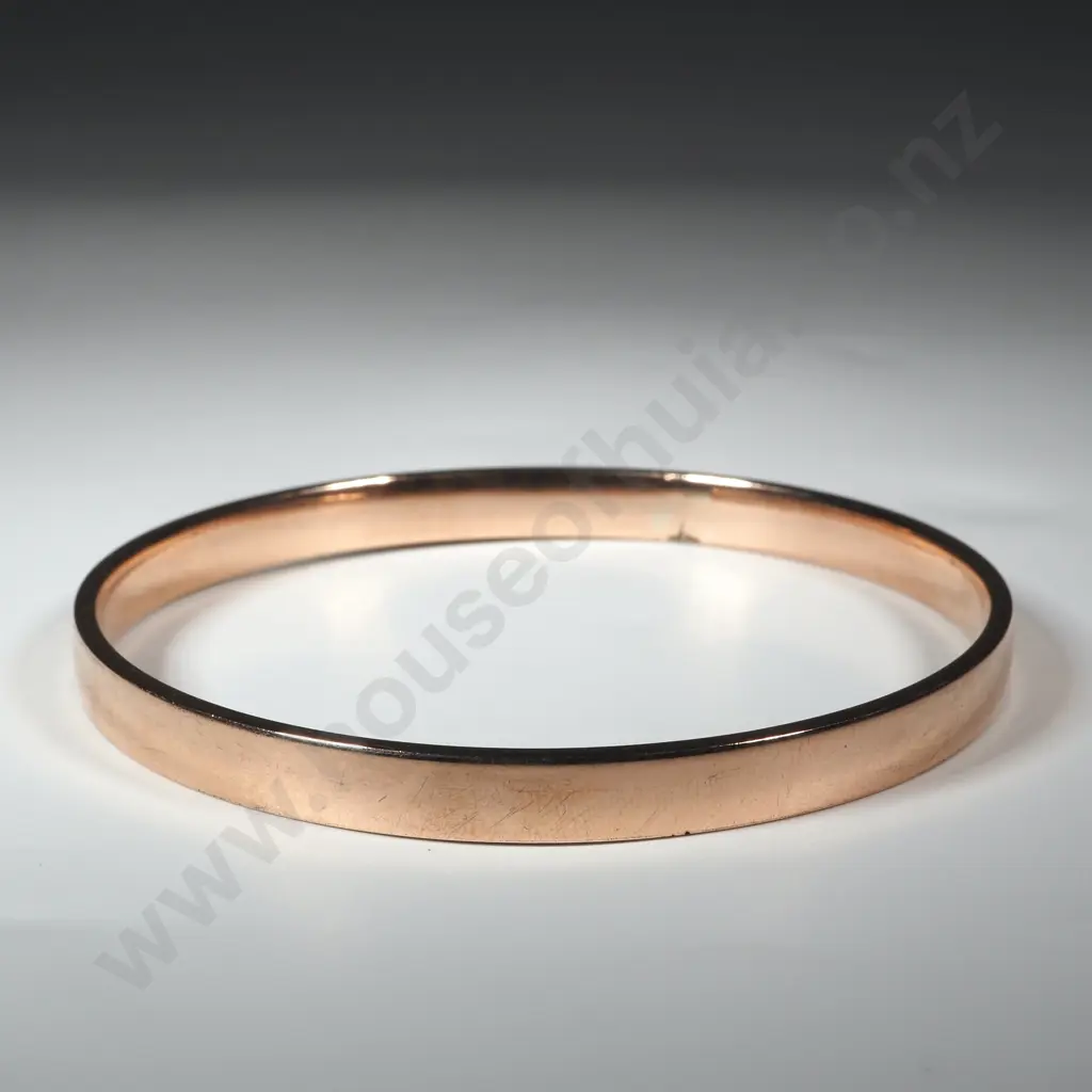 9ct Rose Gold on Sterling Silver Bangle Image 1++