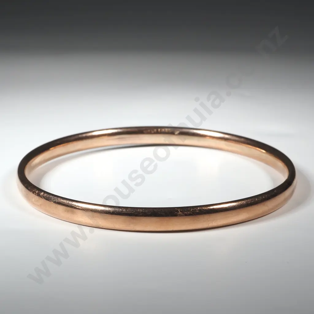 9ct Rose Gold on Sterling Silver Bangle Image 1++