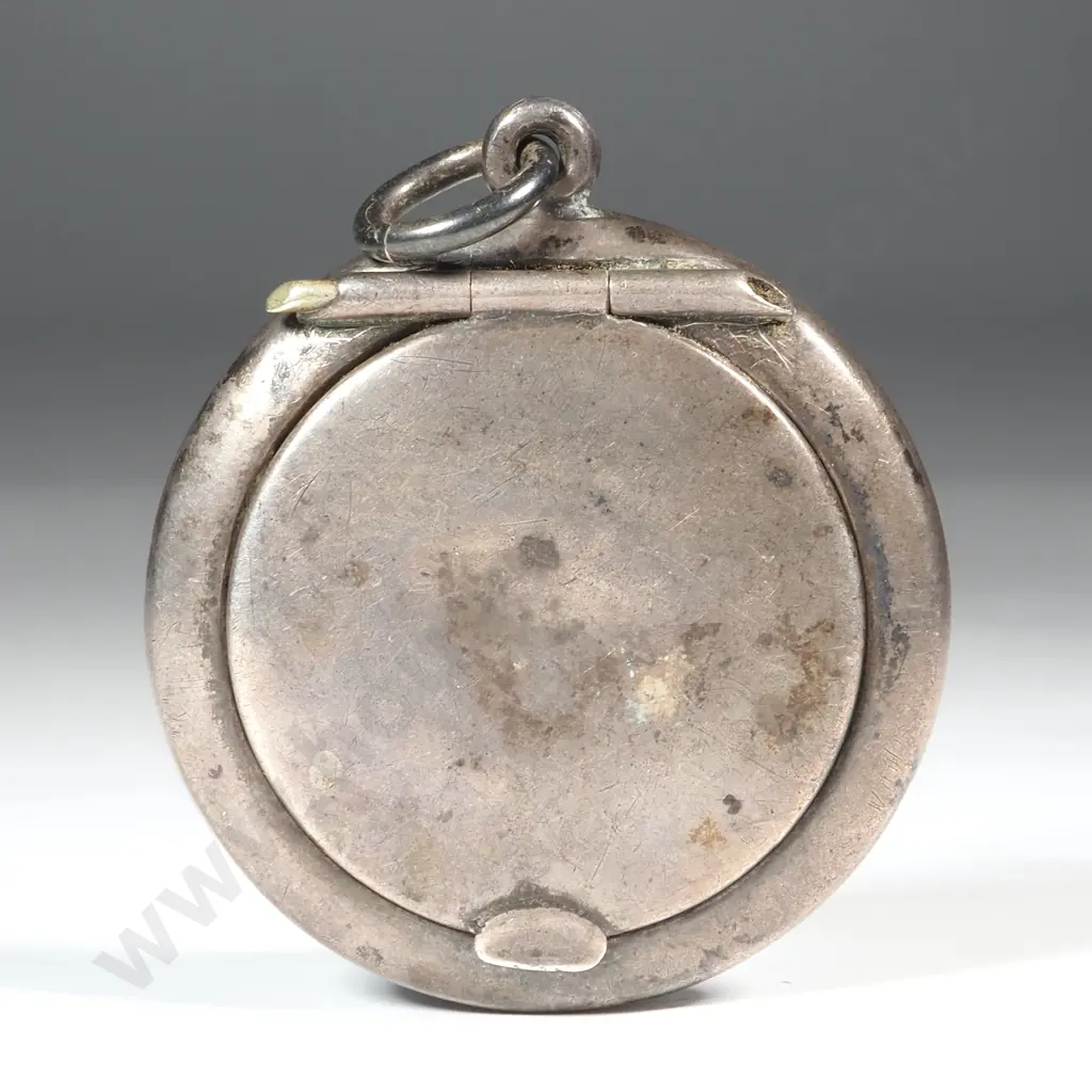 Sterling Silver Pendant Powder Compact with Mirror Image 1++