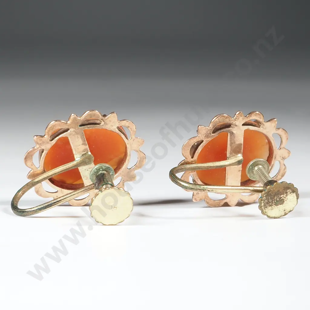 9ct Gold Cameo Earrings Image 1++
