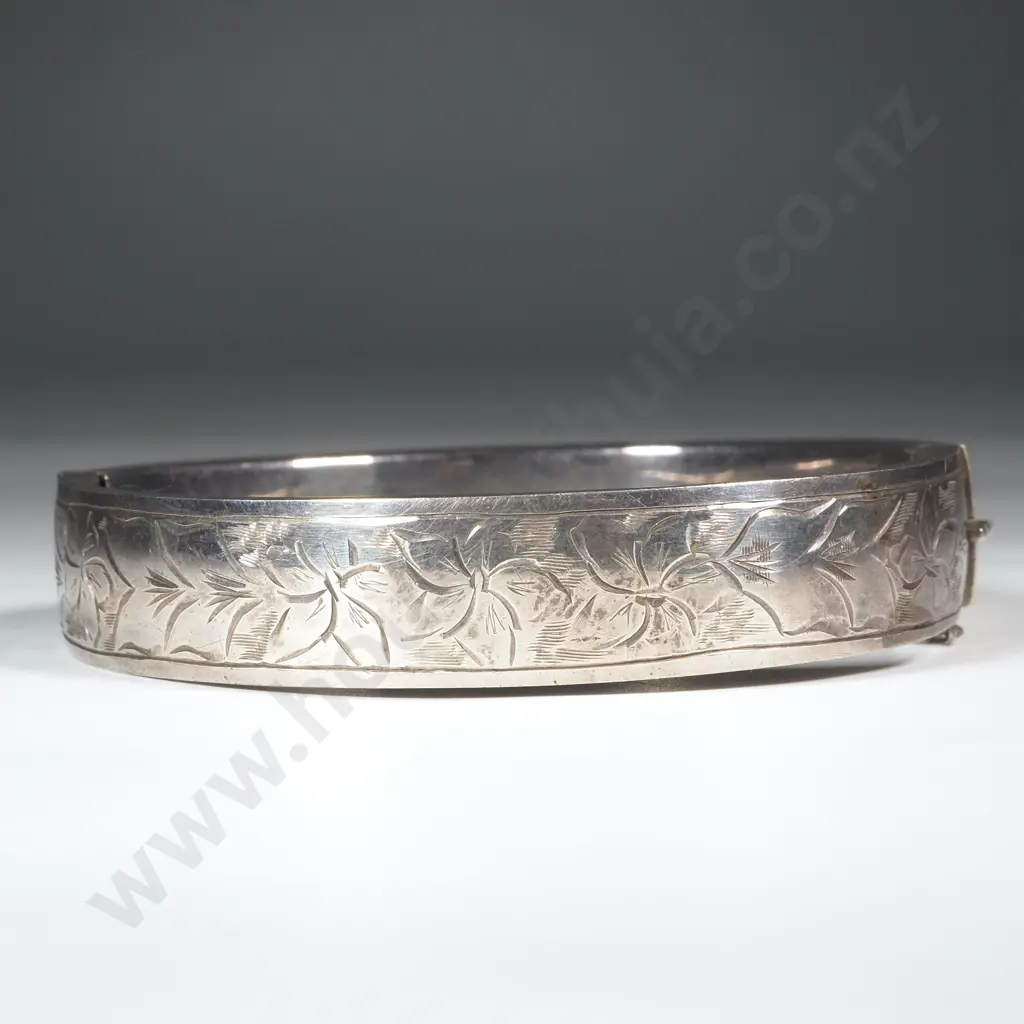Sterling Silver Engraved Snap Bangle  Image 1++