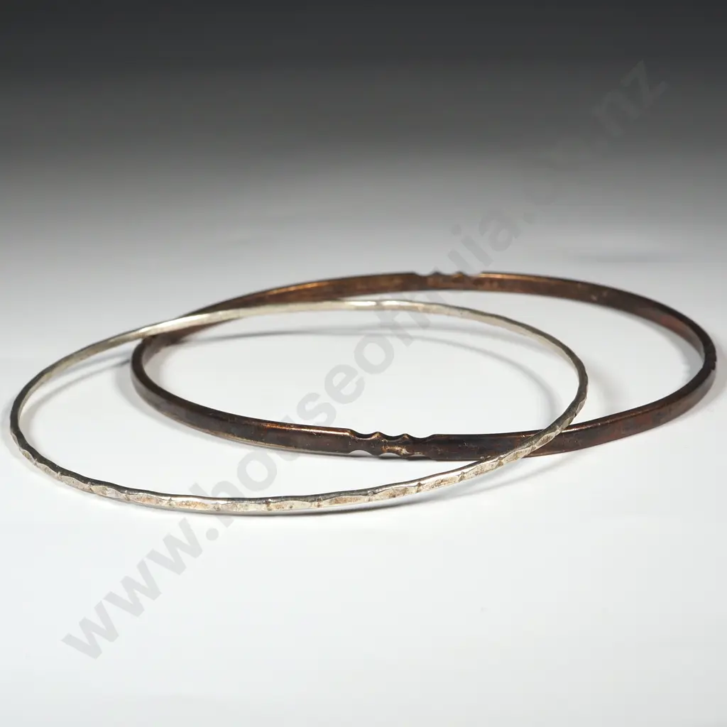 Two Fine Sterling Silver Bangles with Delicate Patterning Image 1++